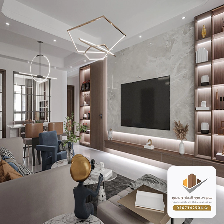 ديكور رفوف تلفزيون بجده