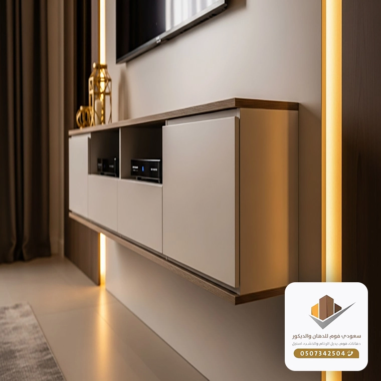 ديكور رفوف خشب في جده